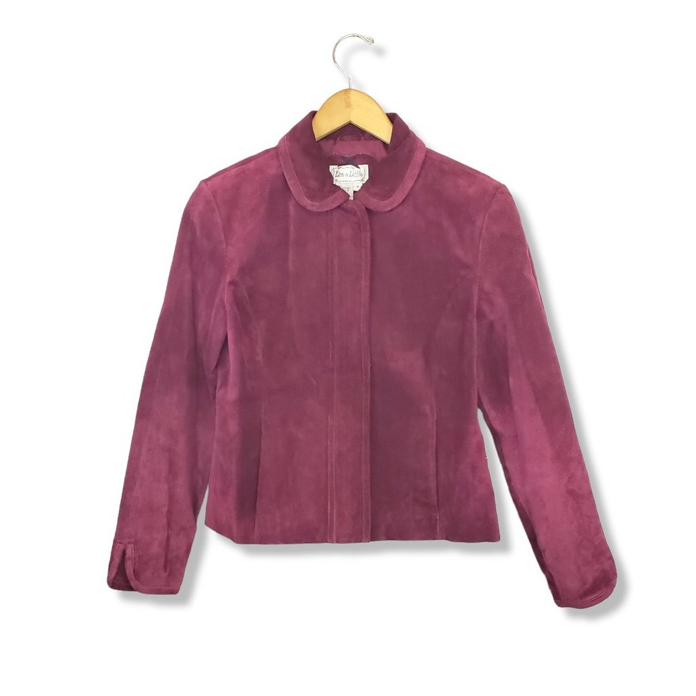 Live a Little Purple Suede Zip-up Leather Jacket Size Small